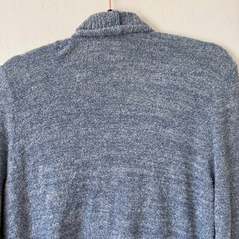 Shimera Cozy Soft Blue & White Fuzzy Open Front Hi Low Cardigan Medium - Picture 4 of 12